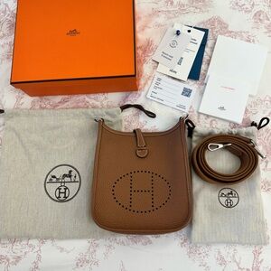 Authentic Hermes mini Evelyn Brown Crossbody Bag